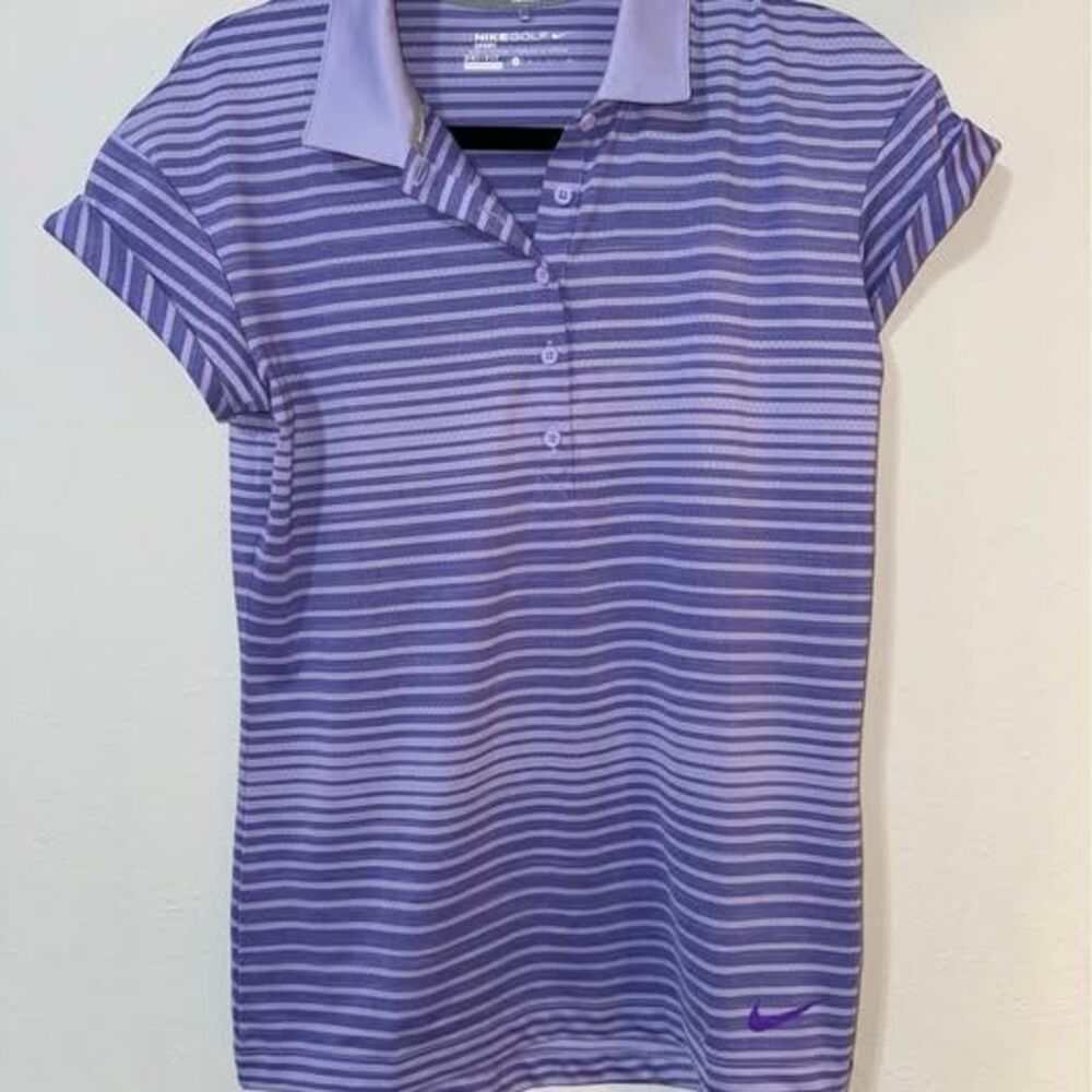 Nike Golf Dri-FIT Purple Striped Polo Shirt